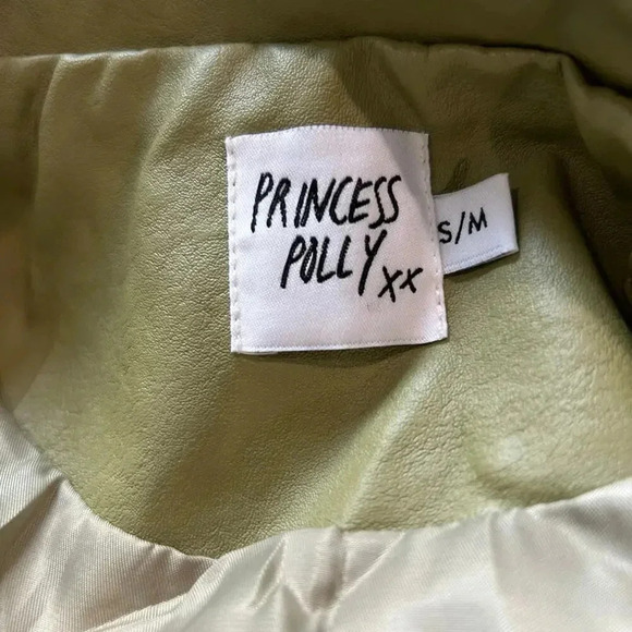 Princess Polly Green Leather Three Button Single Breasted BLazer Jacket Size S/M - Picture 4 of 5
